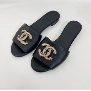 Chanel 19a Lambskin CC Sandals Slides